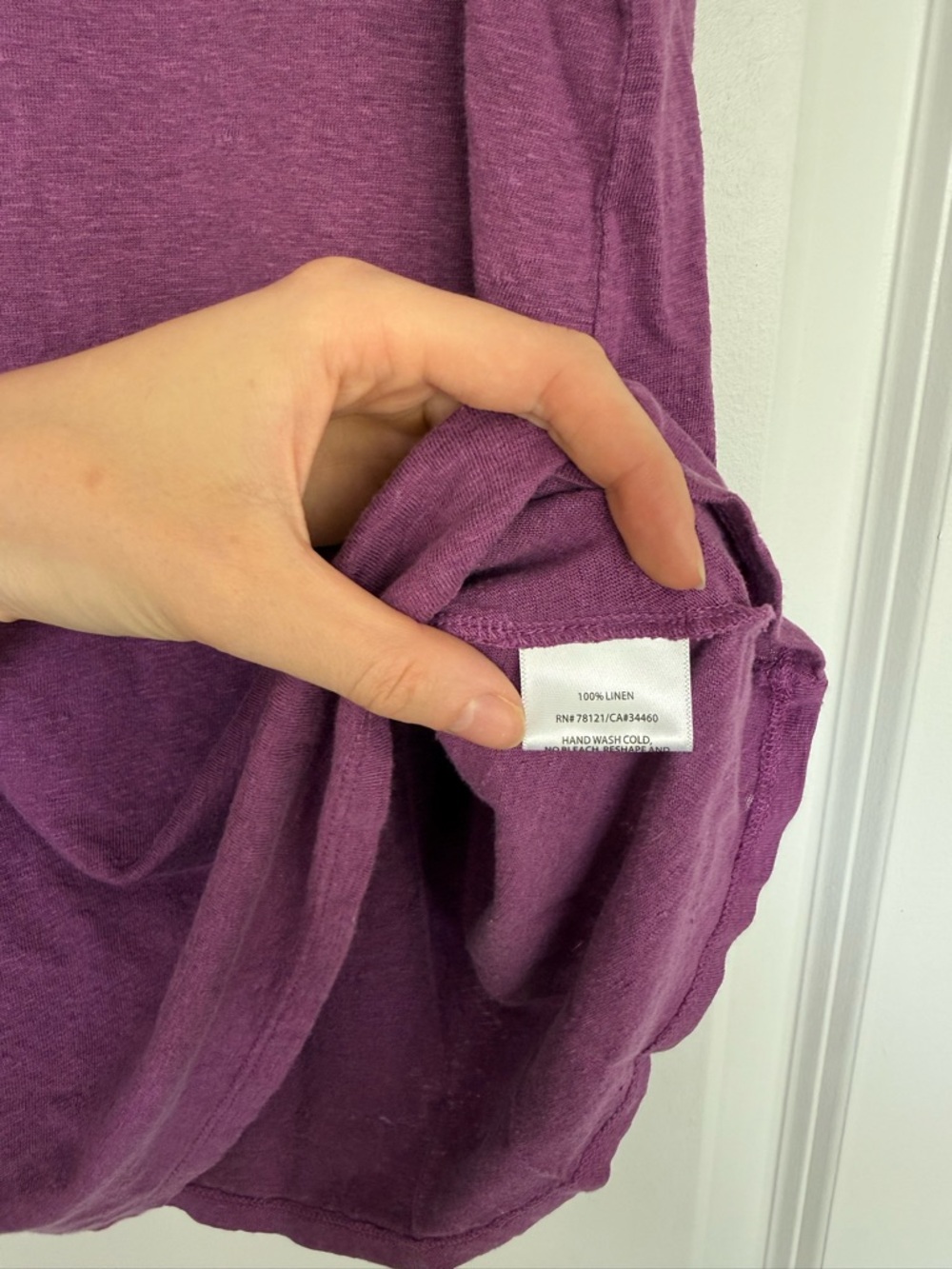 Eileen Fisher Organic 100% Linen Jersey Tank Top in Purple size Small - Picture 4 of 5